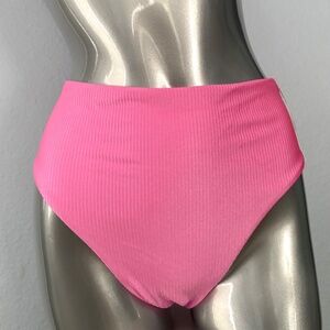 PINK Victoria's Secret Nwt Pink Ribbed High Waist Cheeky Swim Bikini Bottom